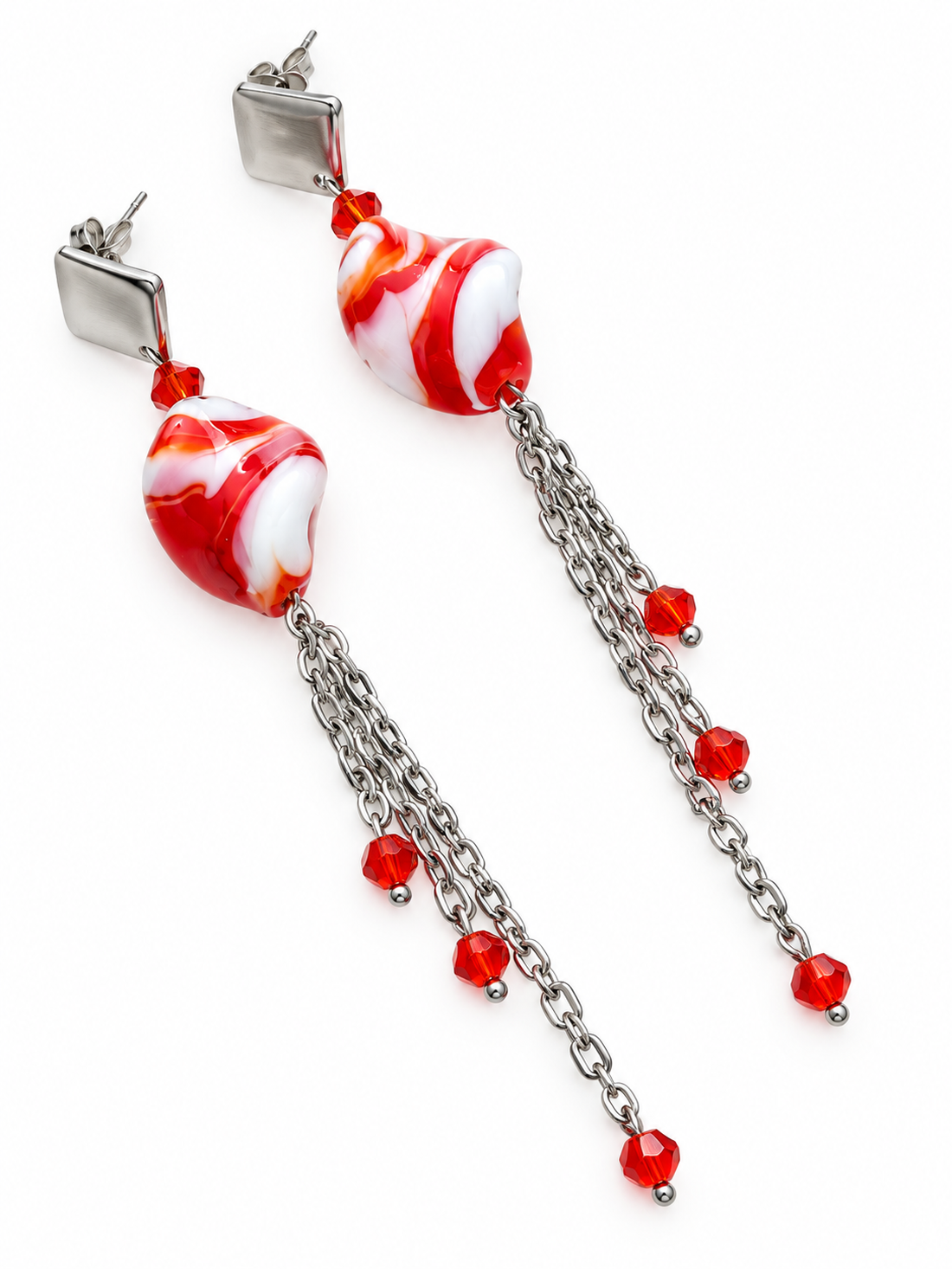 Cercei lungi lampwork - bijuterii - cercei - cercei din mărgele - Artynos.ro