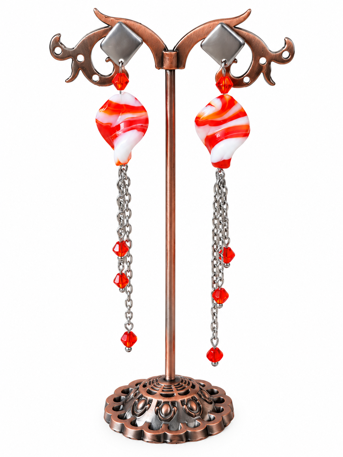 Cercei lungi lampwork - bijuterii - cercei - cercei din mărgele - Artynos.ro