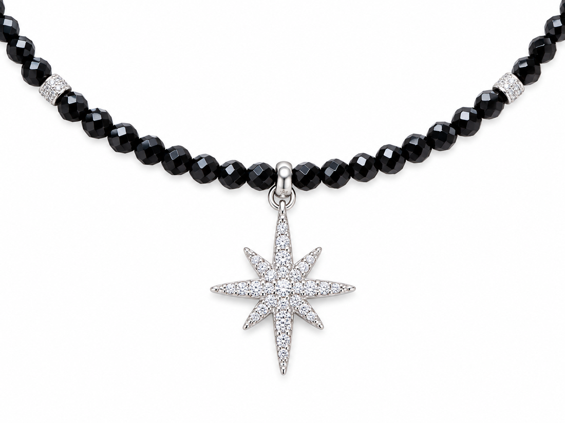 Colier/choker din spinel fațetat și pandantiv cu zirconii - bijuterii - coliere - coliere din pietre semiprețioase - Artynos.ro