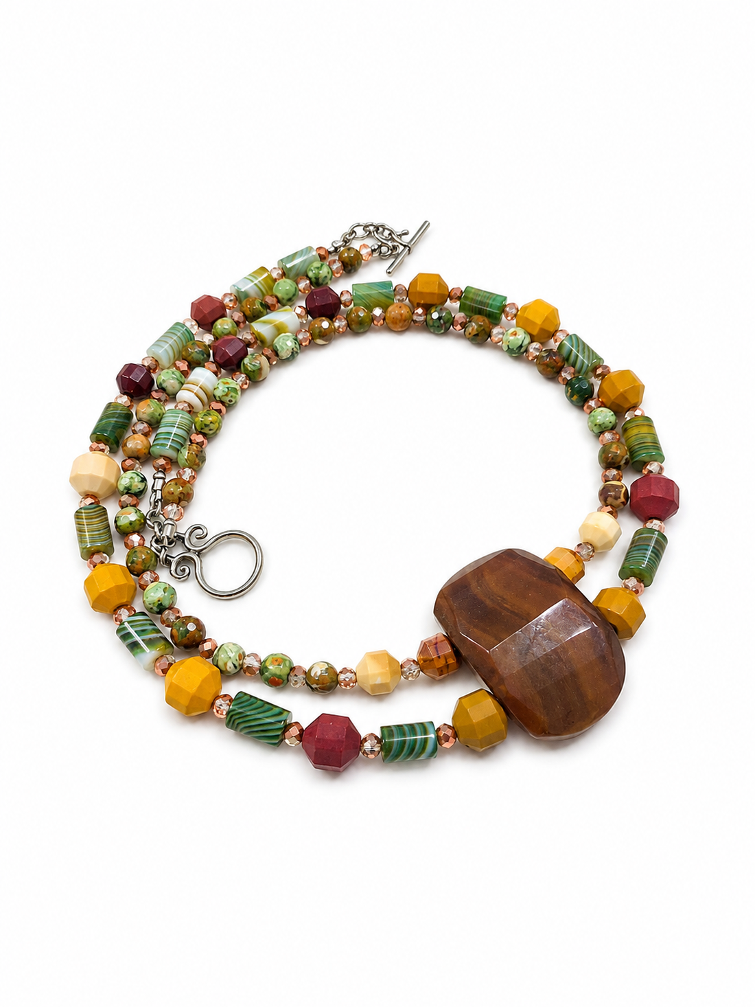 Colier handmade dublu, cu agate și mokait - bijuterii - coliere - coliere din pietre semiprețioase - Artynos.ro