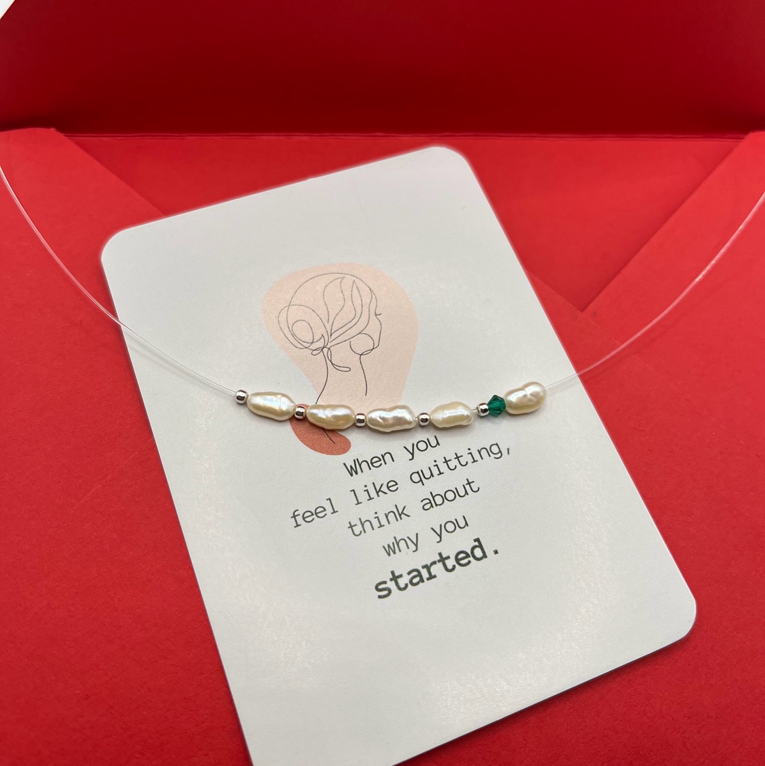 Colier transparent Gabrieli cu perle de cultura - Argint - Color Pearl Drop Green - bijuterii - coliere - coliere din perle - Artynos.ro