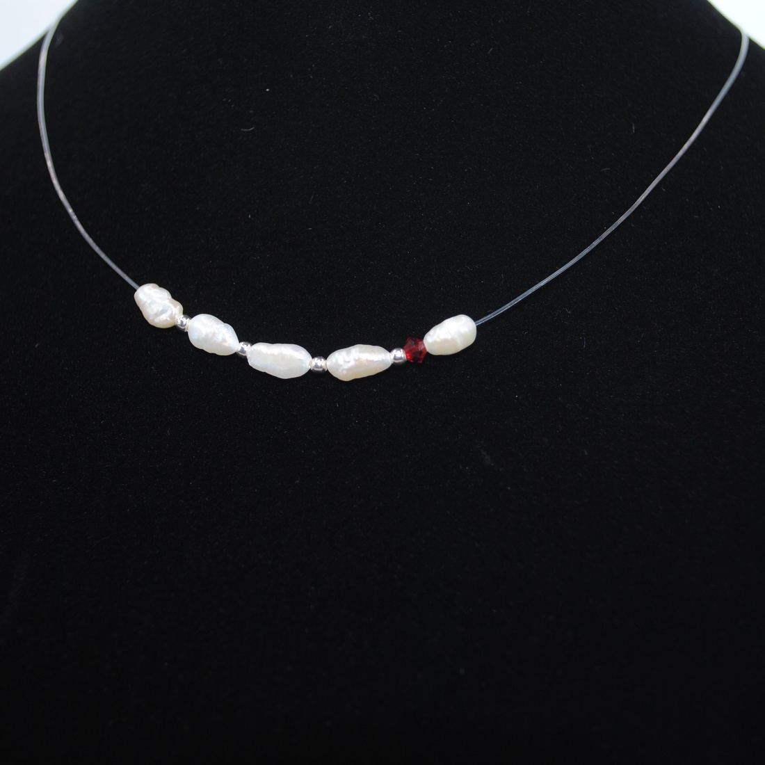 Colier Gabrieli cu perle de cultura si argint - Pearl Color Drop Ruby - bijuterii - coliere - coliere din argint - Artynos.ro