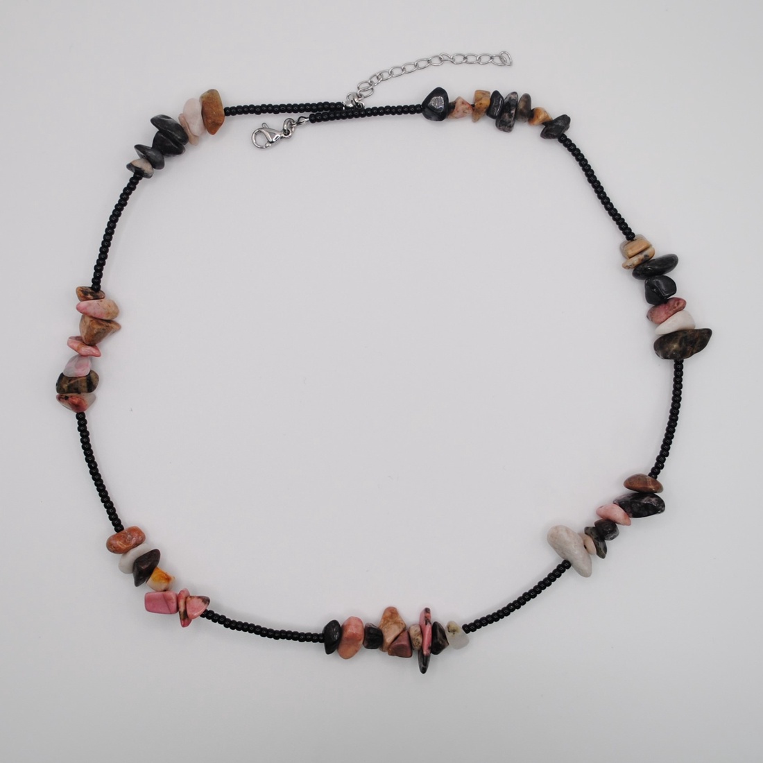 Colier Gabrieli � Rodonit Natural - bijuterii - coliere - coliere din pietre semiprețioase - Artynos.ro