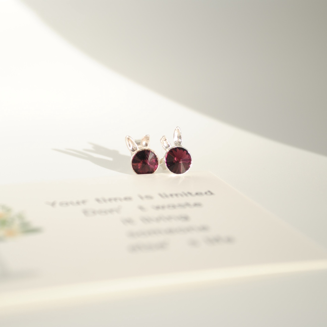 Cercei Gabrieli Iepuras Violet- Argint, Preciosa - bijuterii - cercei - cercei din argint - Artynos.ro