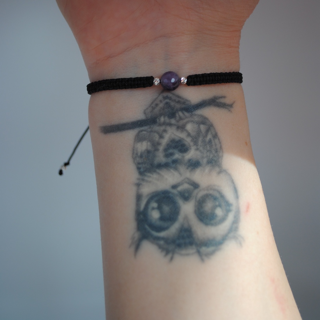 Brățară cu Ametist Natural � Zodia Vărsător � Șnur Reglabil si Argint 925 � Gabrieli - bijuterii - brățări - brățări din pietre semiprețioase - Artynos.ro