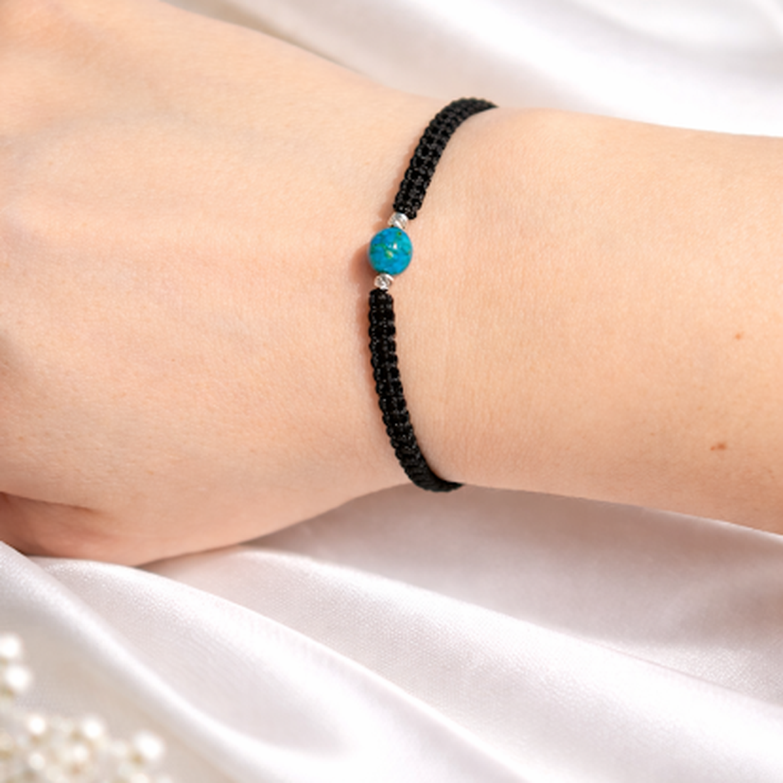 Brățară Calsilica Naturală 6 mm � Zodia Rac Protecție , Echilibru Emoțional, Handmade, Argint 925 - bijuterii - brățări - brățări din pietre semiprețioase - Artynos.ro