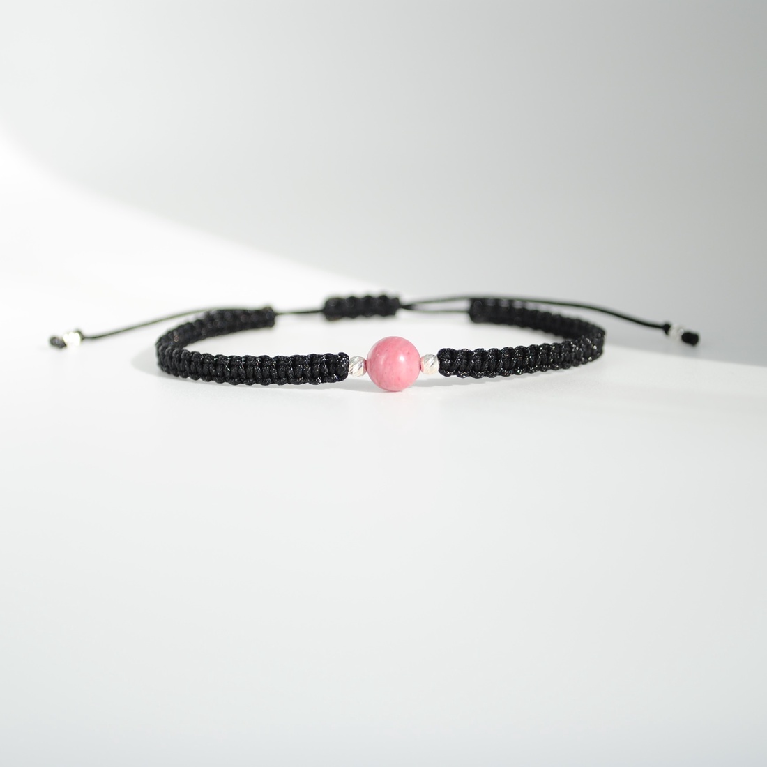 Brățară Rodonit Natural 6 mm � Zodia Leu Vindecare Emoțională , Forță Interioară, Handmade, Argint 925 - bijuterii - brățări - brățări din pietre semiprețioase - Artynos.ro