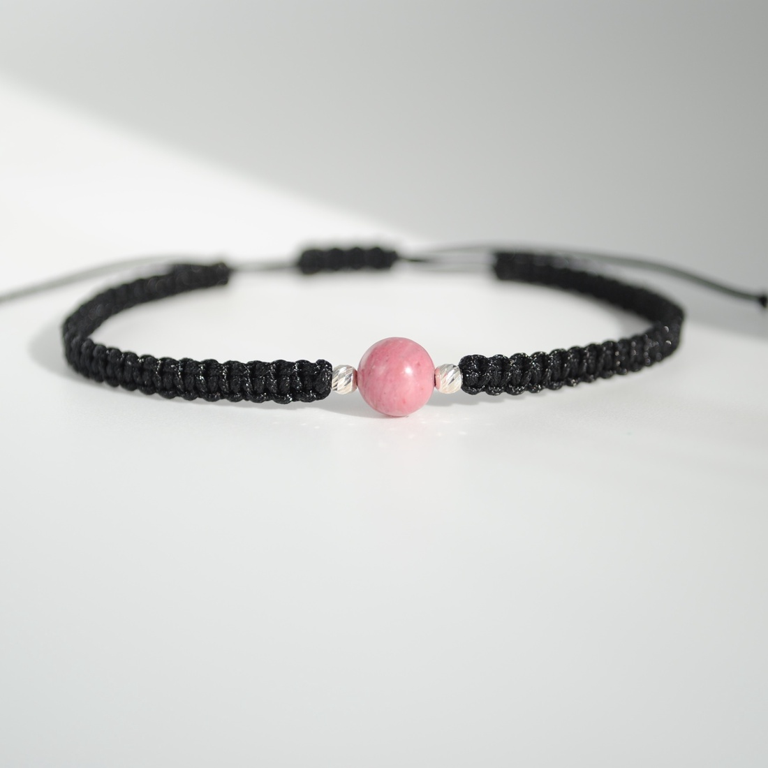 Brățară Rodonit Natural 6 mm � Zodia Leu Vindecare Emoțională , Forță Interioară, Handmade, Argint 925 - bijuterii - brățări - brățări din pietre semiprețioase - Artynos.ro