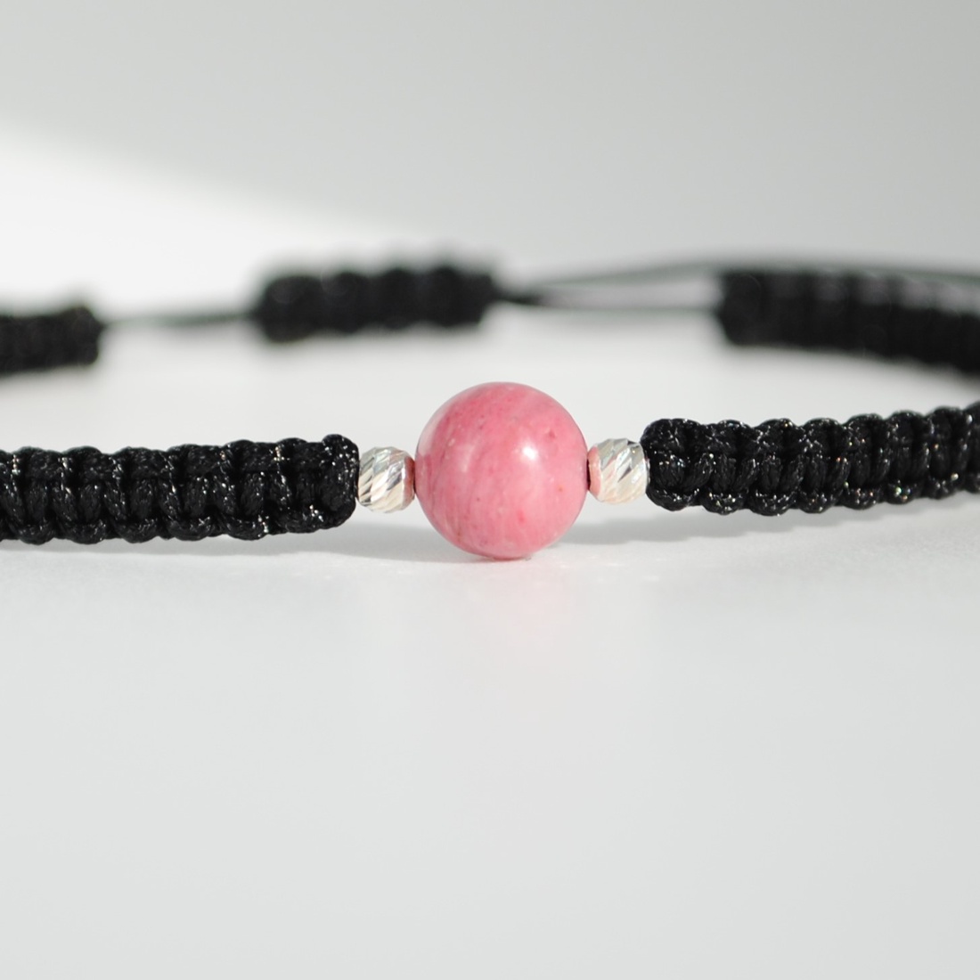 Brățară Rodonit Natural 6 mm � Zodia Leu Vindecare Emoțională , Forță Interioară, Handmade, Argint 925 - bijuterii - brățări - brățări din pietre semiprețioase - Artynos.ro