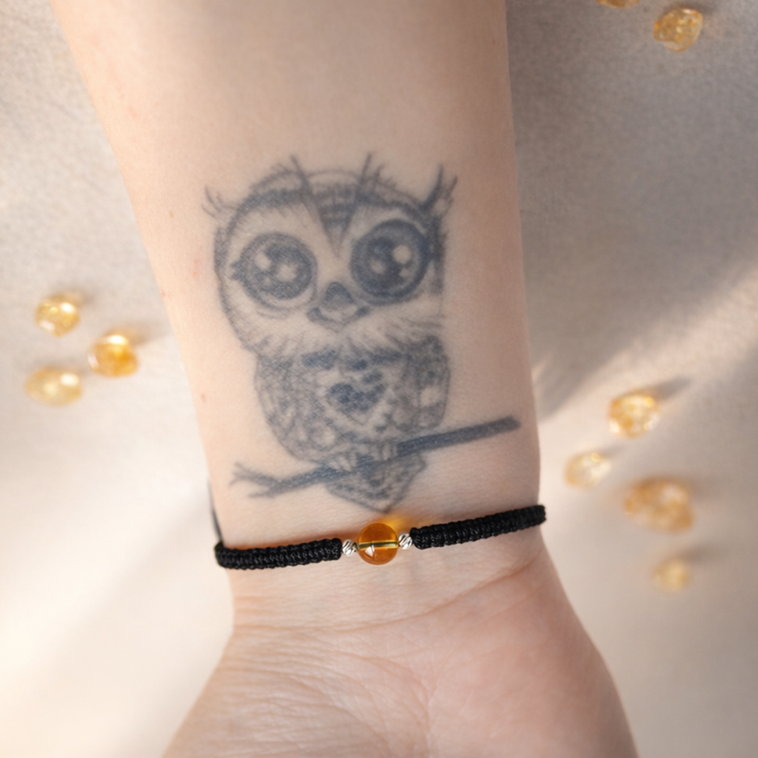 Brățară cu Citrin Natural � Zodia Fecioară � Șnur Reglabil, Argint 925 � Gabrieli - bijuterii - brățări - brățări din pietre semiprețioase - Artynos.ro