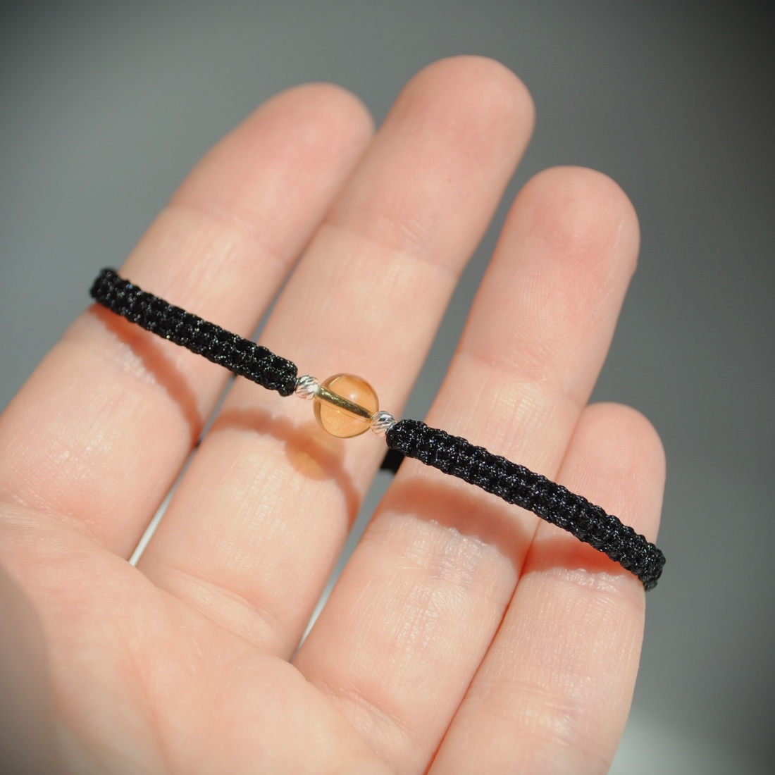 Brățară cu Citrin Natural � Zodia Fecioară � Șnur Reglabil, Argint 925 � Gabrieli - bijuterii - brățări - brățări din pietre semiprețioase - Artynos.ro