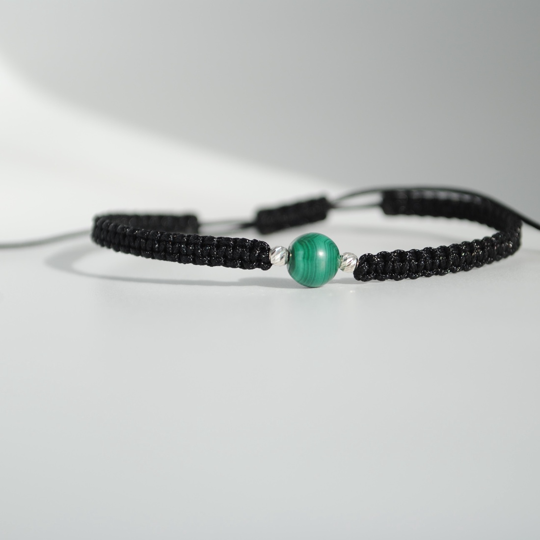 Brățară Malachit Natural 6 mm � Zodia Taur  Protecție, Abundență, Handmade, Argint 925 - bijuterii - brățări - brățări din pietre semiprețioase - Artynos.ro