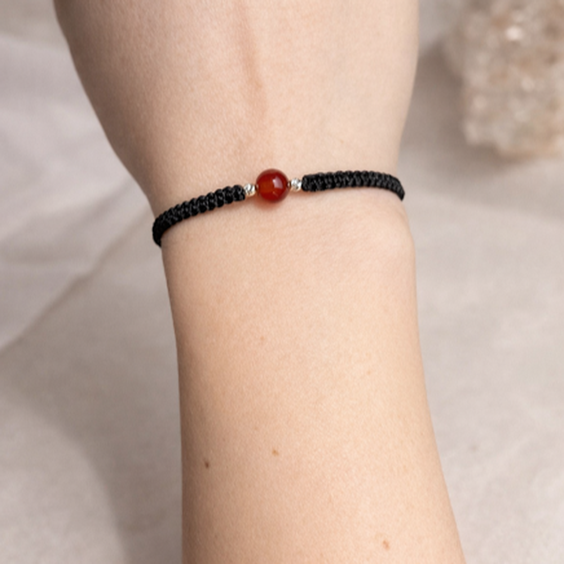 Brățară Carneol Natural 6 mm � Zodia Berbec Vitalitate , Curaj, Handmade, Argint 925 - bijuterii - brățări - brățări din pietre semiprețioase - Artynos.ro