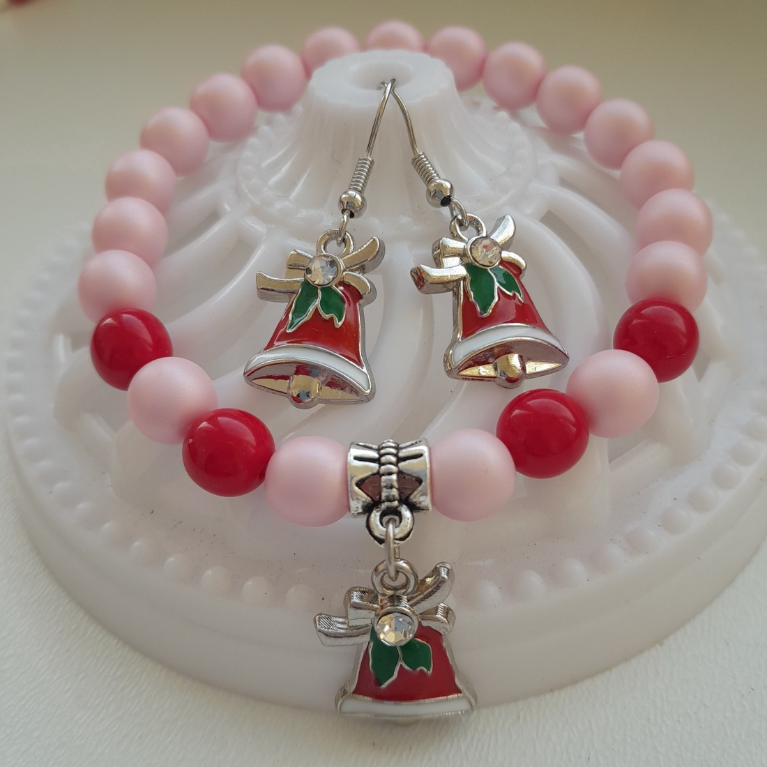 Bijuterii cu clopoței de Crăciun - brățară, cercei -  - Artynos.ro