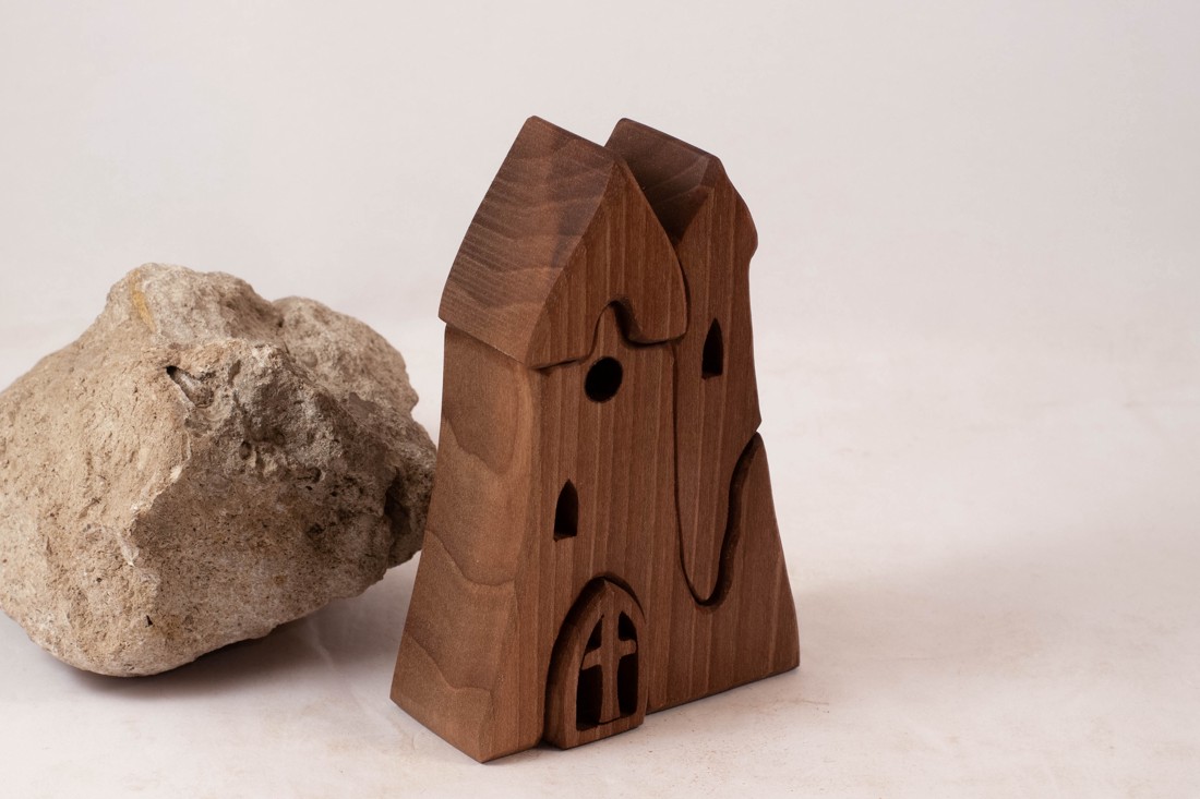  Biserică din lemn, castel, constructor din lemn, puzzle - jucării și echipamente pentru copii - puzzle, jocuri puzzle - puzzle din lemn - Artynos.ro