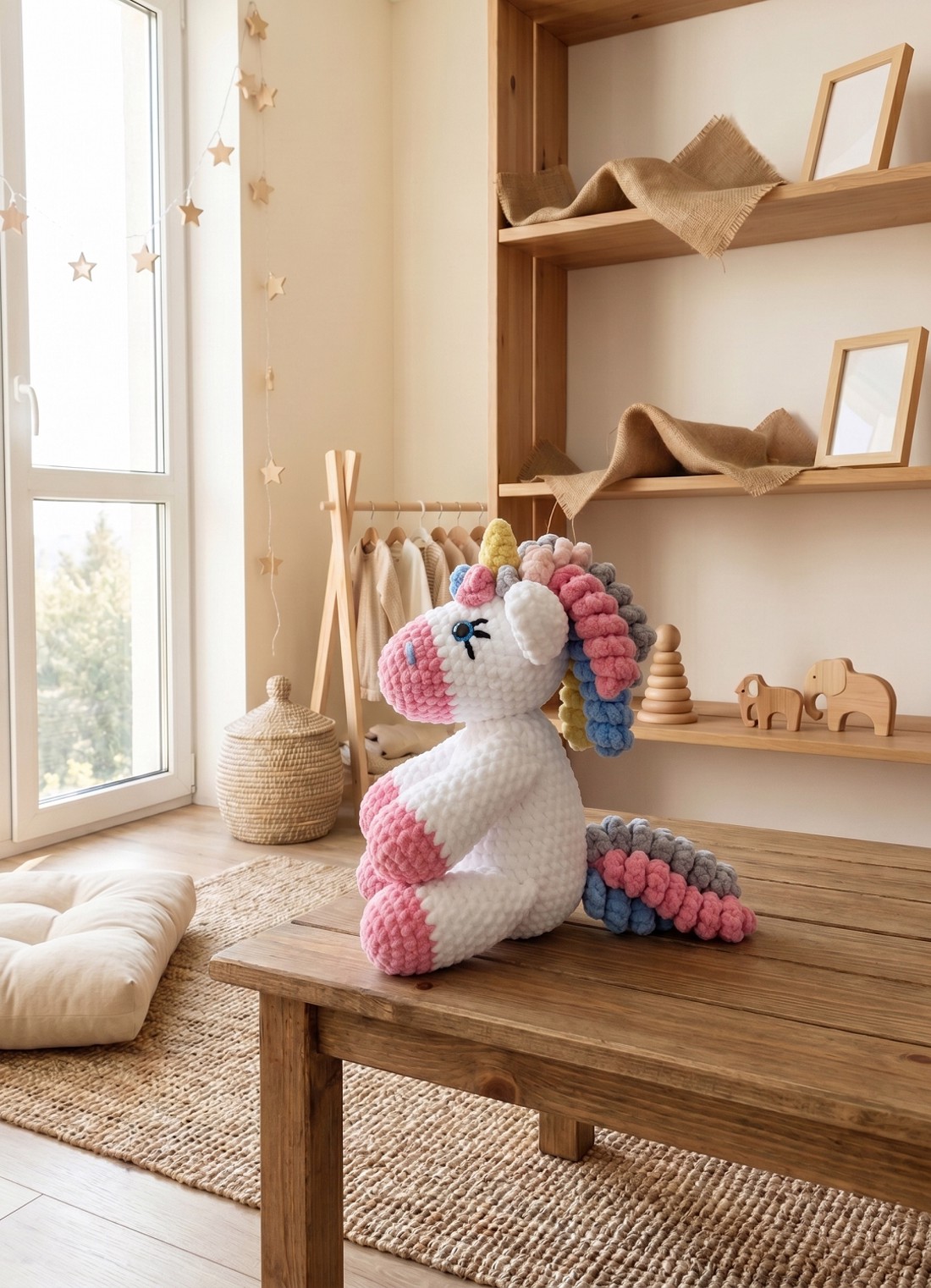 O minune de îmbrățișat: un unicorn croșetat manual - jucării și echipamente pentru copii - plușuri - unicorn - Artynos.ro