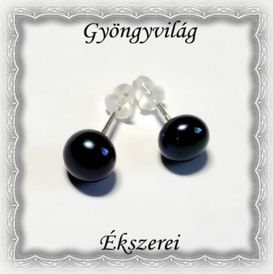 Cercei: perlă naturală, argint 925 SFE-IGY01-7 negru -  - Artynos.ro
