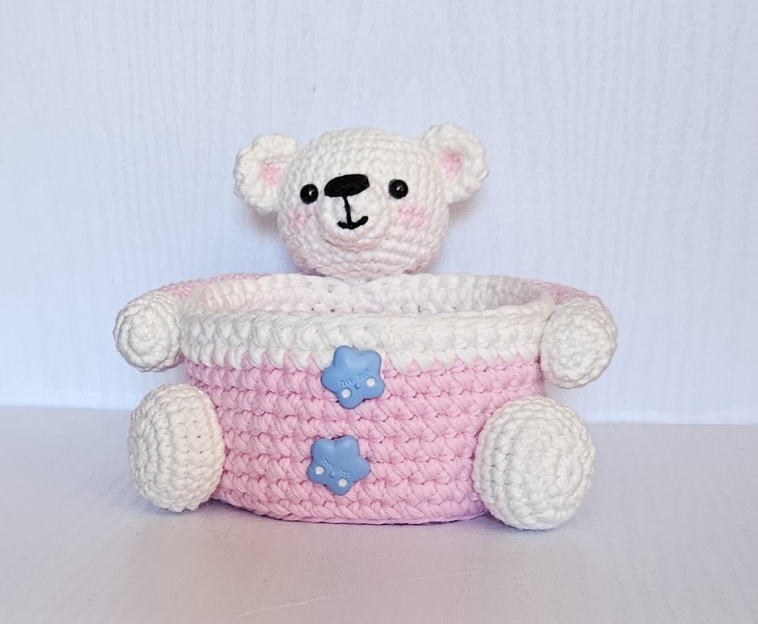 Cosulet ursulet Handmade crosetat Amigurumi - casă & stil de viață - organizare & depozitare - coșuri depozitare - Artynos.ro