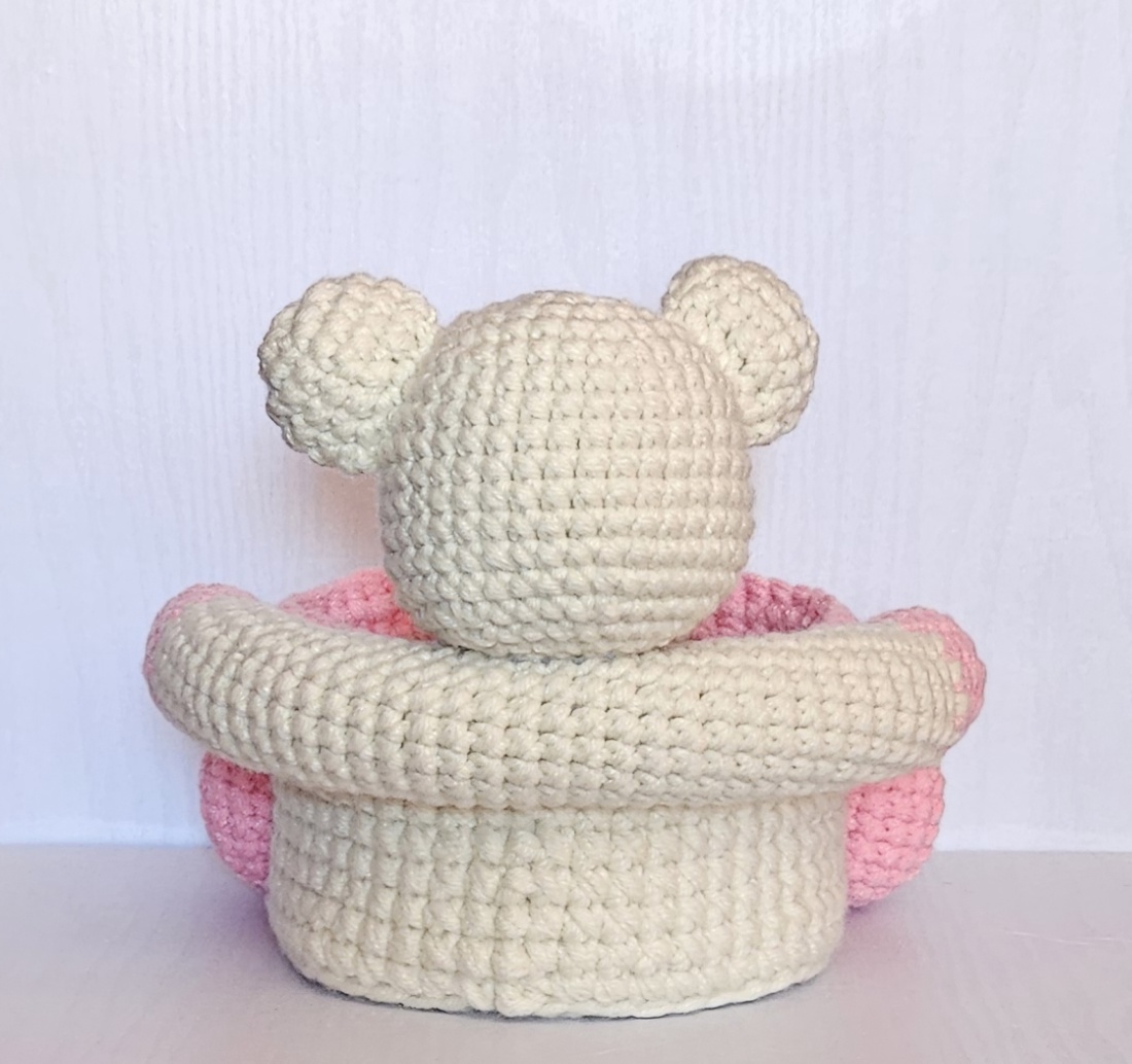 Cosulet handmade ursulet Amigurumi - mare - casă & stil de viață - organizare & depozitare - coșuri depozitare - Artynos.ro