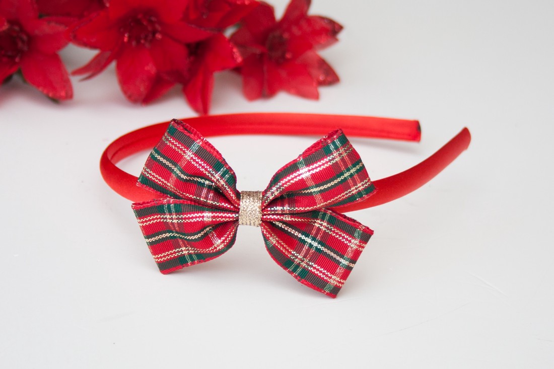 Masnis bentiță de păr bentiță de păr pentru Crăciun - Red plaid -  - Artynos.ro