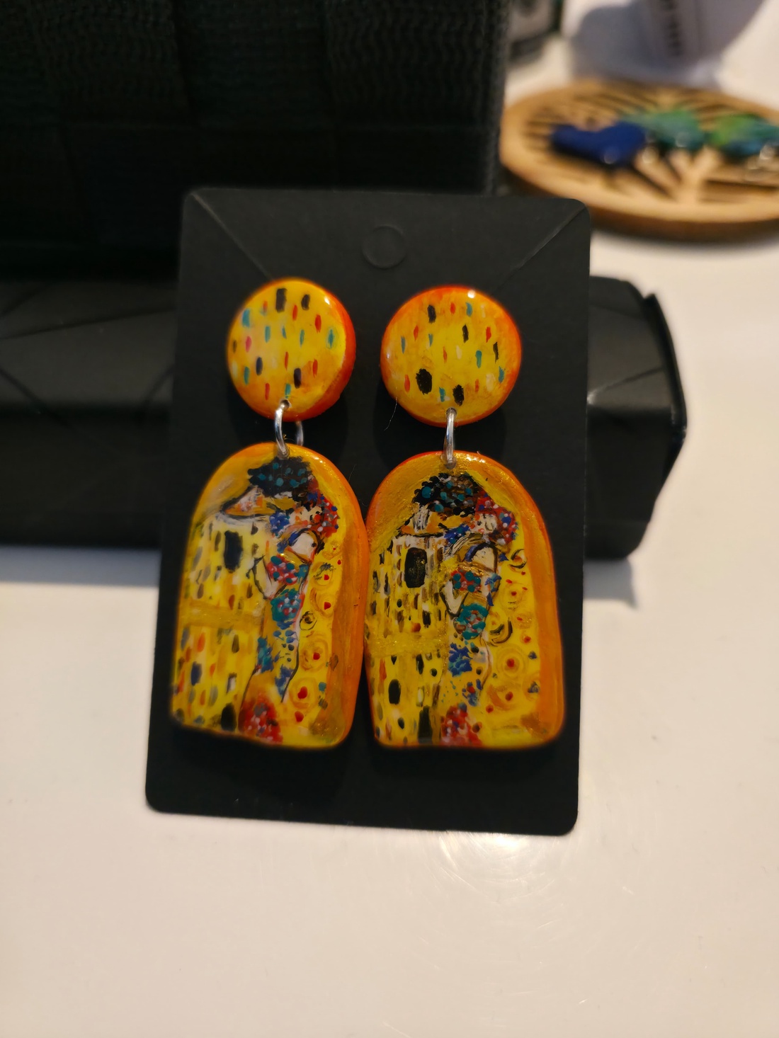 Cercei Klimt - lut polimer - bijuterii - cercei - cercei cu figurine - Artynos.ro
