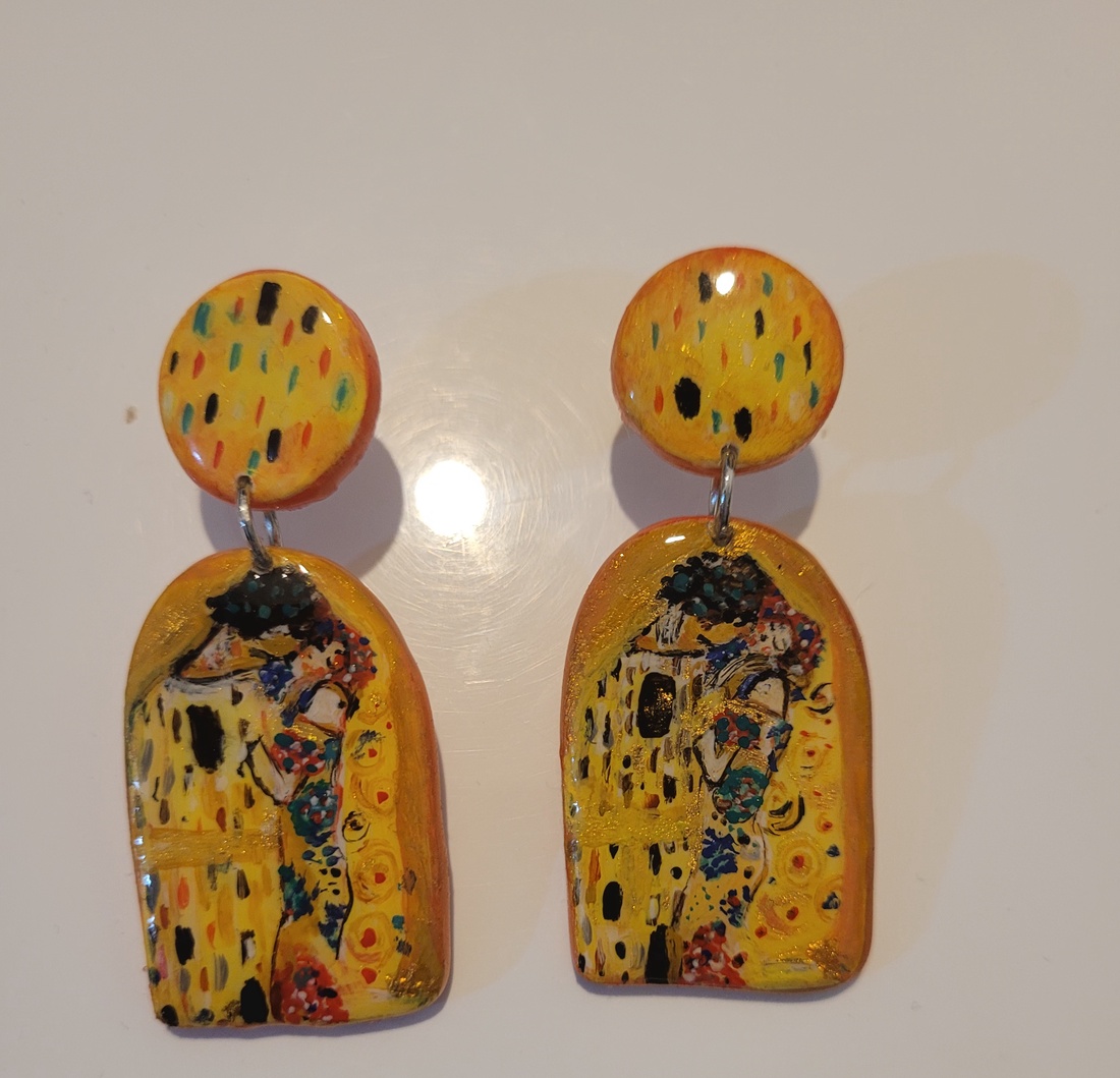 Cercei Klimt - lut polimer - bijuterii - cercei - cercei cu figurine - Artynos.ro