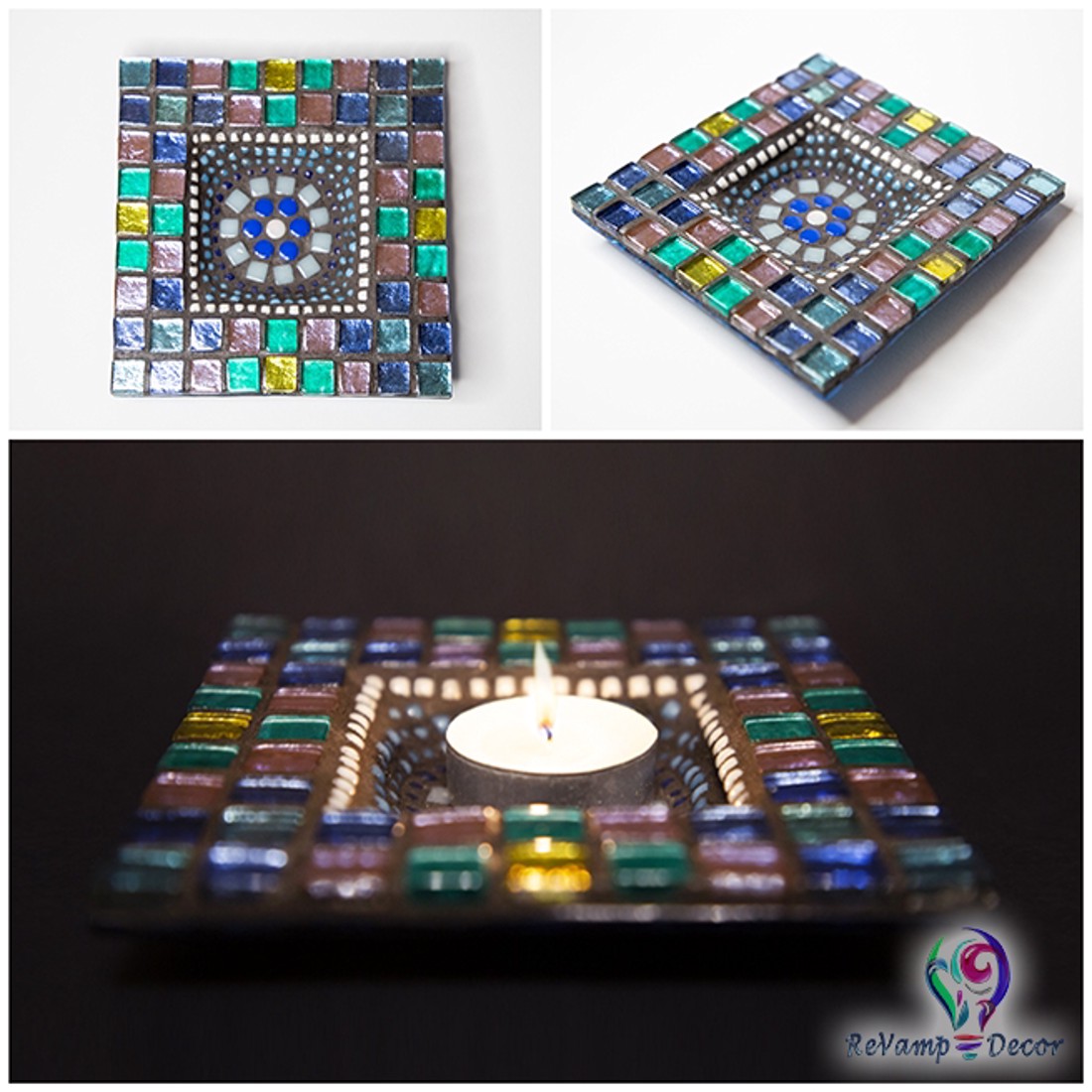 Lumânare mozaic din sticlă sau săpunieră glitter -  - Artynos.ro
