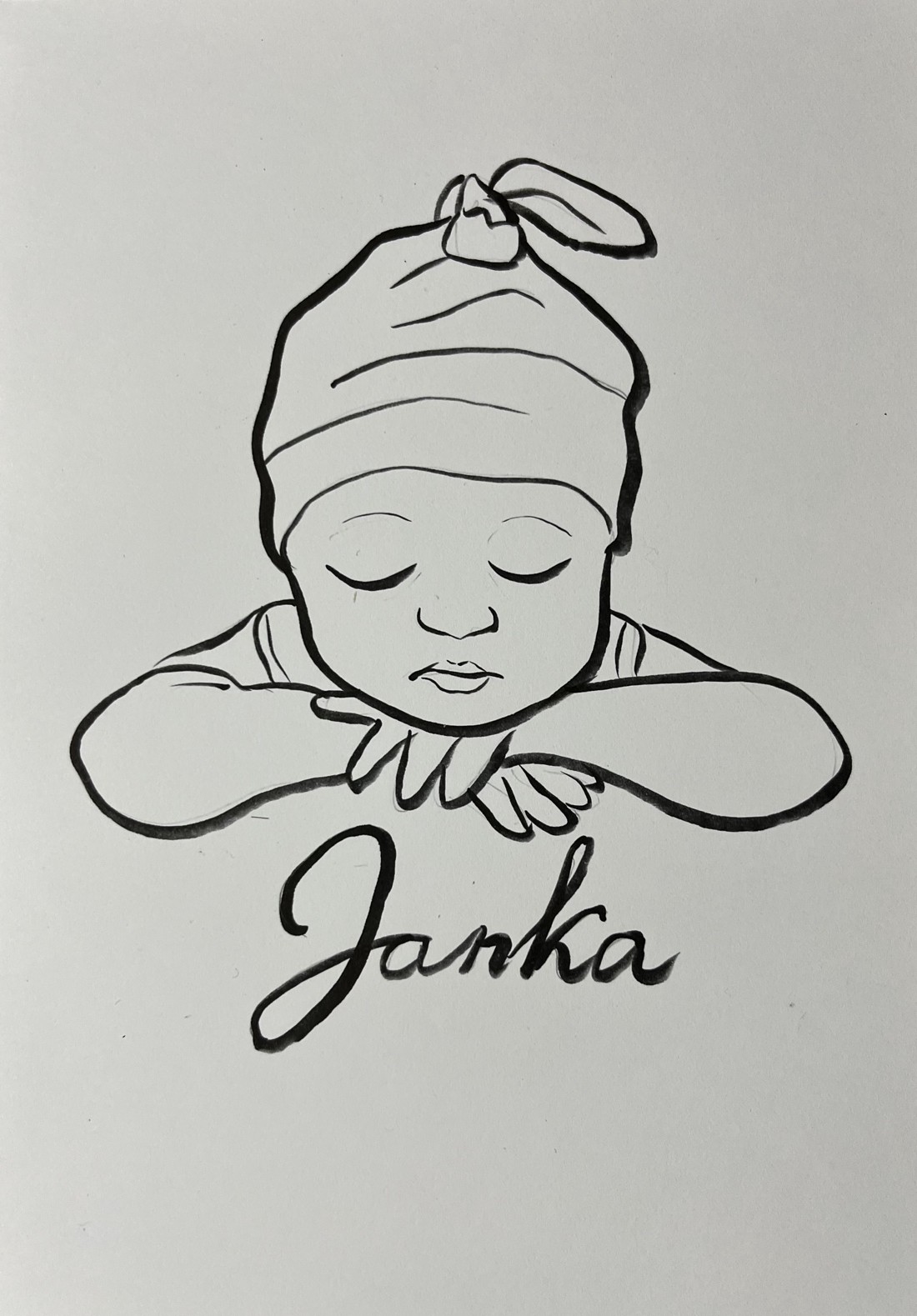 Desen cadou pentru botez, baby shower - arte vizuale și accesorii  - grafică, ilustrație - desen cu cerneală - Artynos.ro