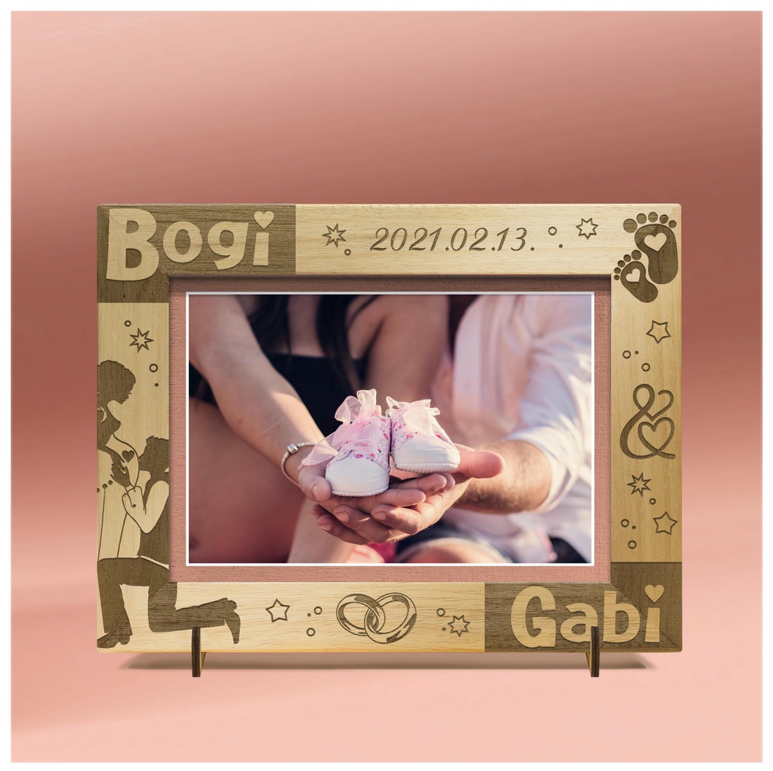 Ramă foto gravată personalizat, disponibilă pentru nuntă sau logodnă. - accesorii nuntă - amintiri și cadouri de nuntă - cadou nuntă - ramă foto cu pușculiță de bani - Artynos.ro