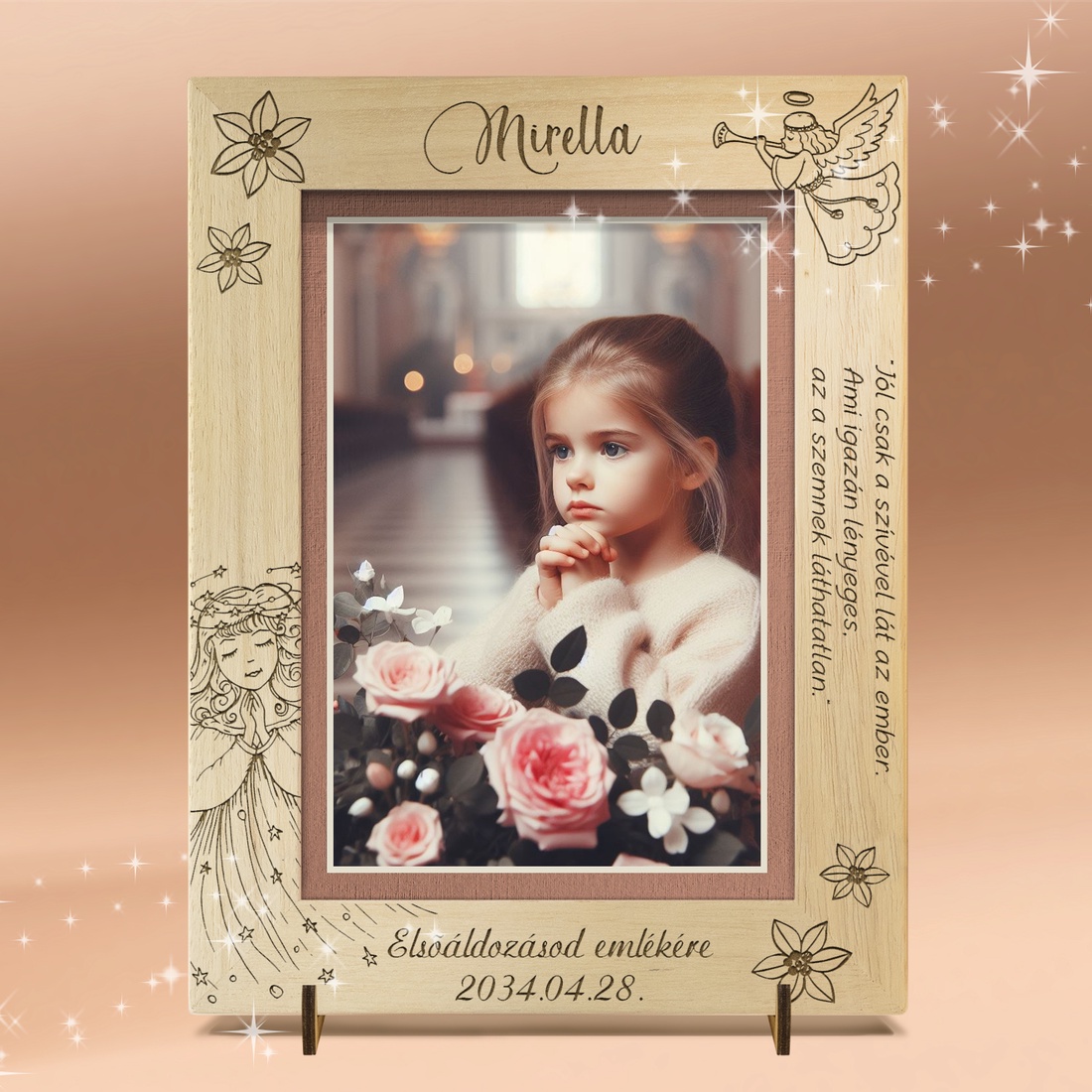 Ramă foto gravată personalizat, pentru botez, prima împărtășanie și confirmare. - accessorii și unelte - lemn - ramă foto - Artynos.ro Ramă foto gravată personalizat, pentru botez, prima împărtășanie și confirmare. - accessorii și unelte - lemn - ramă foto - Artynos.ro
