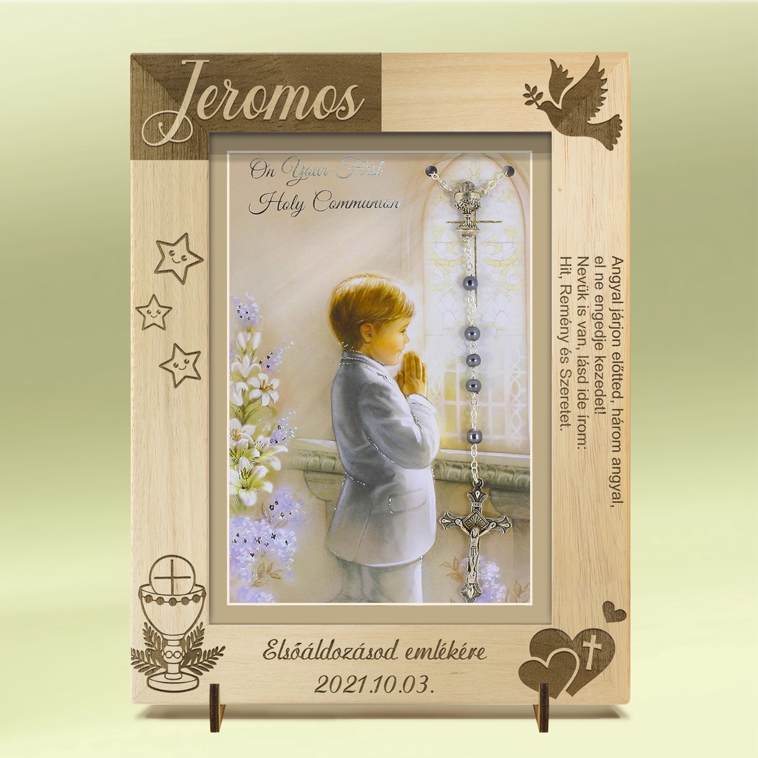 Ramă foto gravată personalizat, pentru botez, prima împărtășanie și confirmare. - accessorii și unelte - lemn - ramă foto - Artynos.ro Ramă foto gravată personalizat, pentru botez, prima împărtășanie și confirmare. - accessorii și unelte - lemn - ramă foto - Artynos.ro