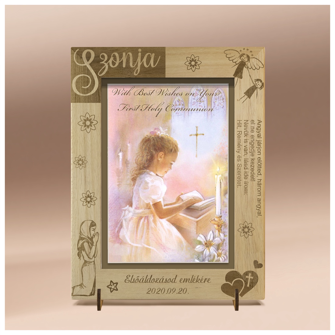 Ramă foto gravată personalizat, pentru botez, prima împărtășanie și confirmare. - accessorii și unelte - lemn - ramă foto - Artynos.ro Ramă foto gravată personalizat, pentru botez, prima împărtășanie și confirmare. - accessorii și unelte - lemn - ramă foto - Artynos.ro