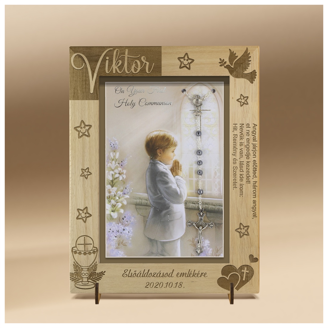 Ramă foto gravată personalizat, pentru botez, prima împărtășanie și confirmare. - accessorii și unelte - lemn - ramă foto - Artynos.ro Ramă foto gravată personalizat, pentru botez, prima împărtășanie și confirmare. - accessorii și unelte - lemn - ramă foto - Artynos.ro