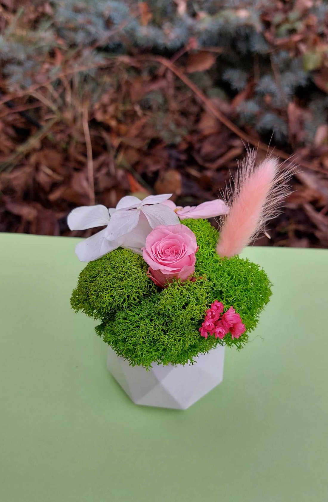 Martisor cu trandafir criogenat si licheni - bijuterii - mărțișor - Artynos.ro