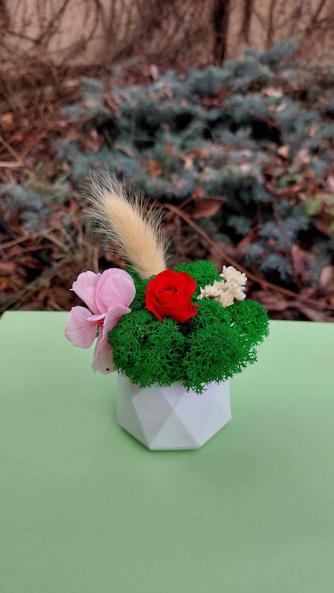 Martisor cu trandafir criogenat si licheni - bijuterii - mărțișor - Artynos.ro