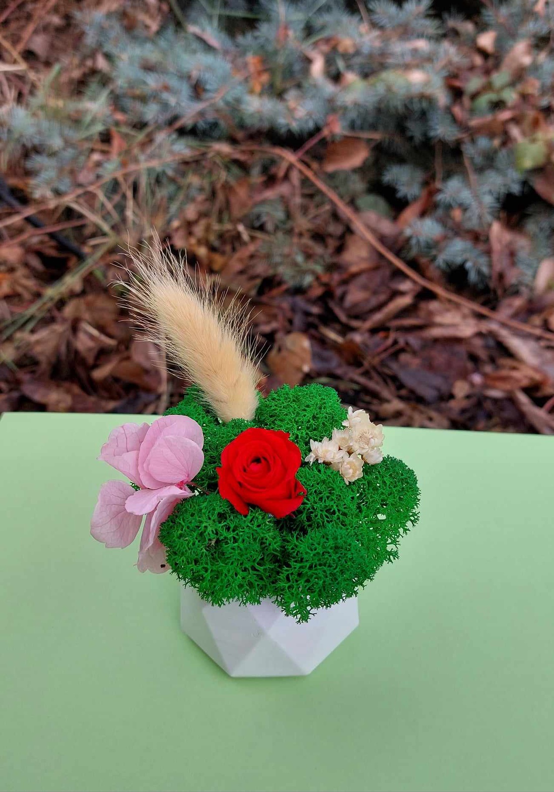 Martisor cu trandafir criogenat si licheni - bijuterii - mărțișor - Artynos.ro