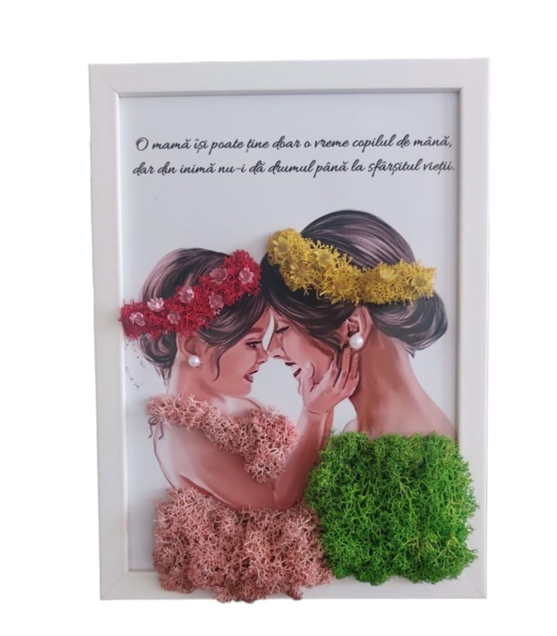Tablou Mama Fiica, cu licheni - casă & stil de viață - decorațiuni de casă - decorațiuni de pereți - tablou cu licheni - Artynos.ro