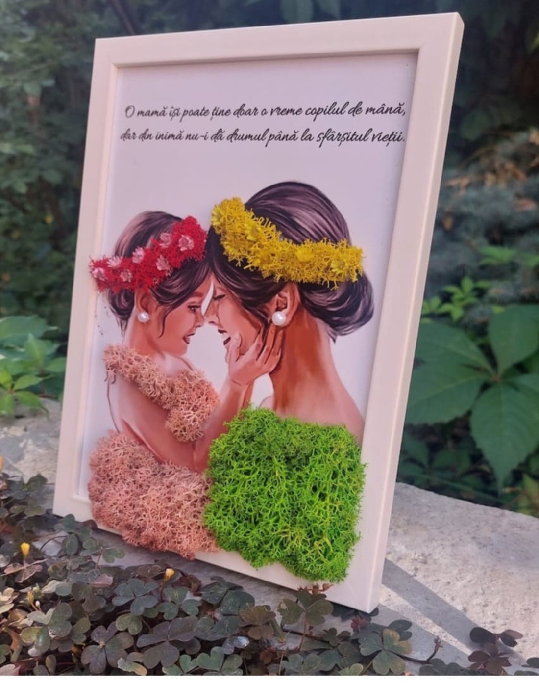 Tablou Mama Fiica, cu licheni - casă & stil de viață - decorațiuni de casă - decorațiuni de pereți - tablou cu licheni - Artynos.ro