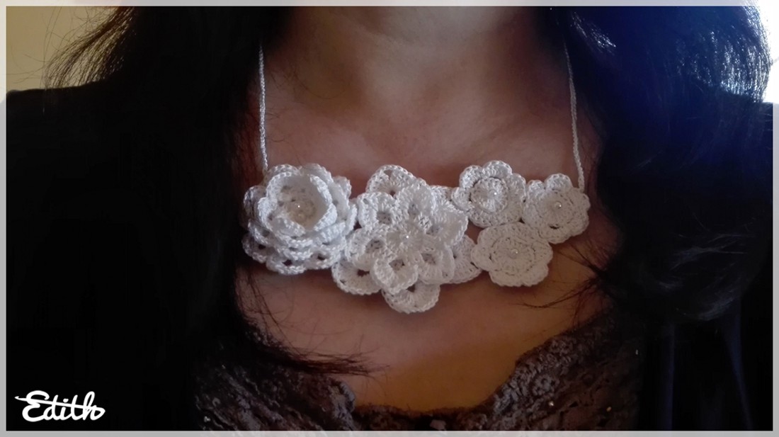Colier floral alb ca zăpada - accesorii nuntă - bijuterii mireasă - colier mireasă - Artynos.ro Colier floral alb ca zăpada - accesorii nuntă - bijuterii mireasă - colier mireasă - Artynos.ro