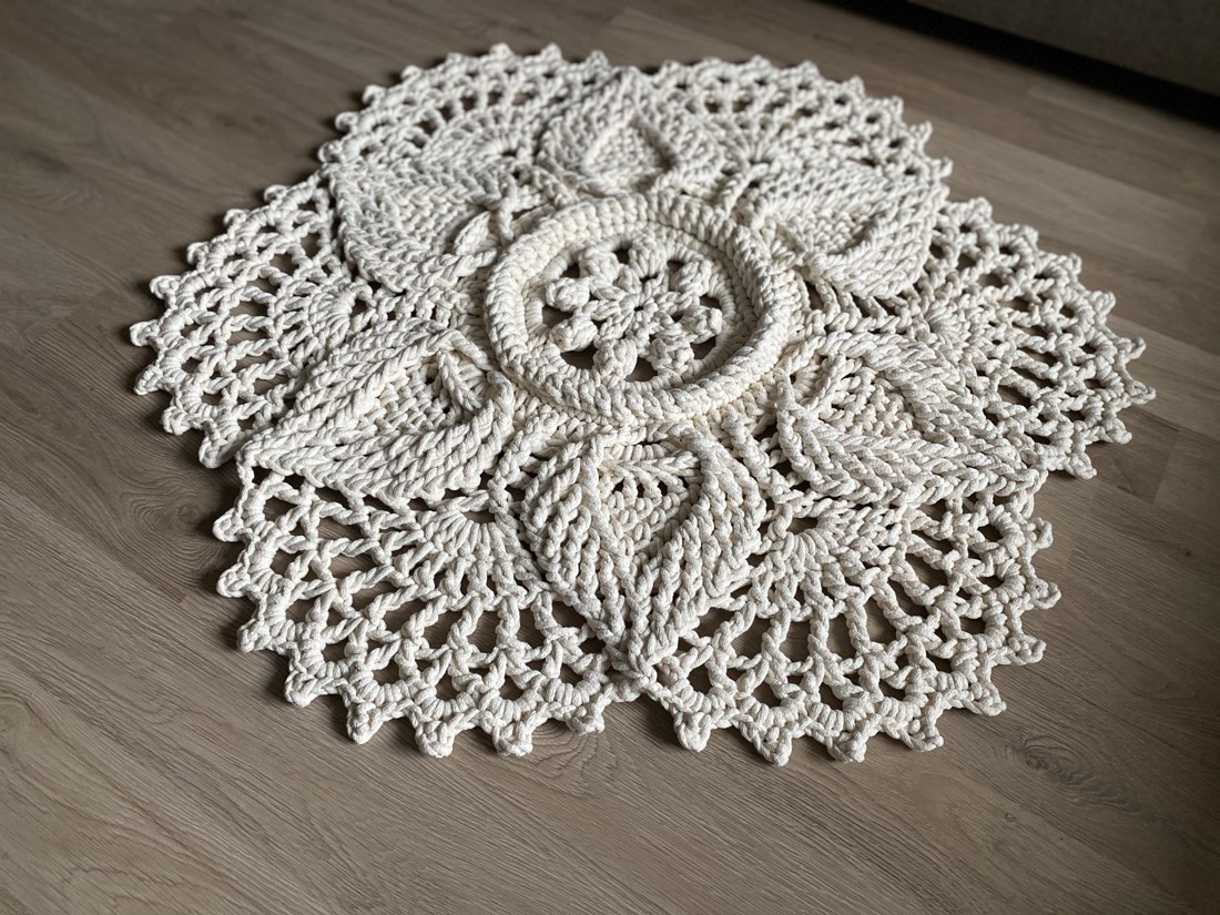 Covor croșetat Floare d90 - ecru - - Artynos.ro Covor croșetat Floare d90 - ecru - - Artynos.ro