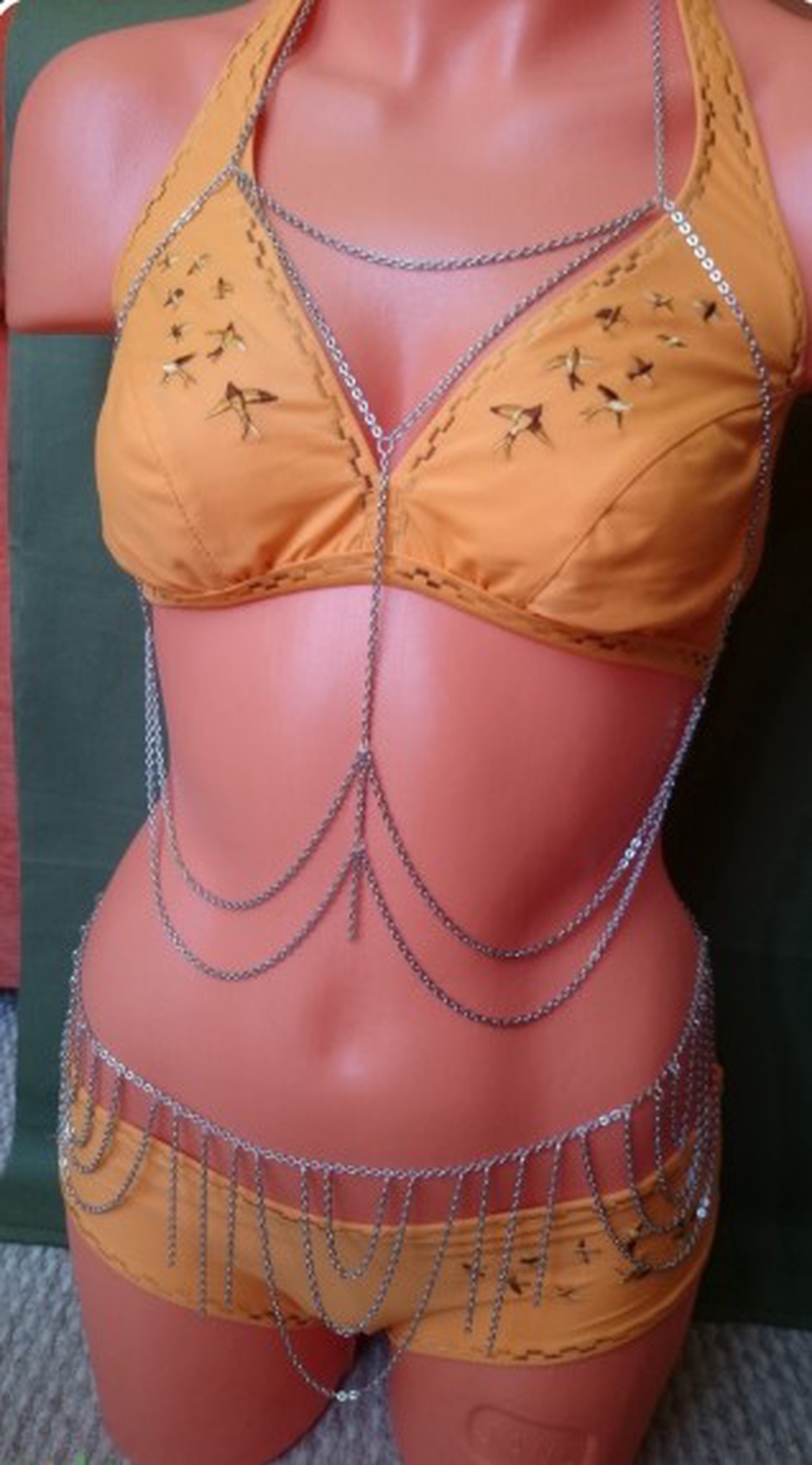 Two pieces silver colored body chain  - bijuterii - coliere - coliere cu multiple șiruri - Artynos.ro