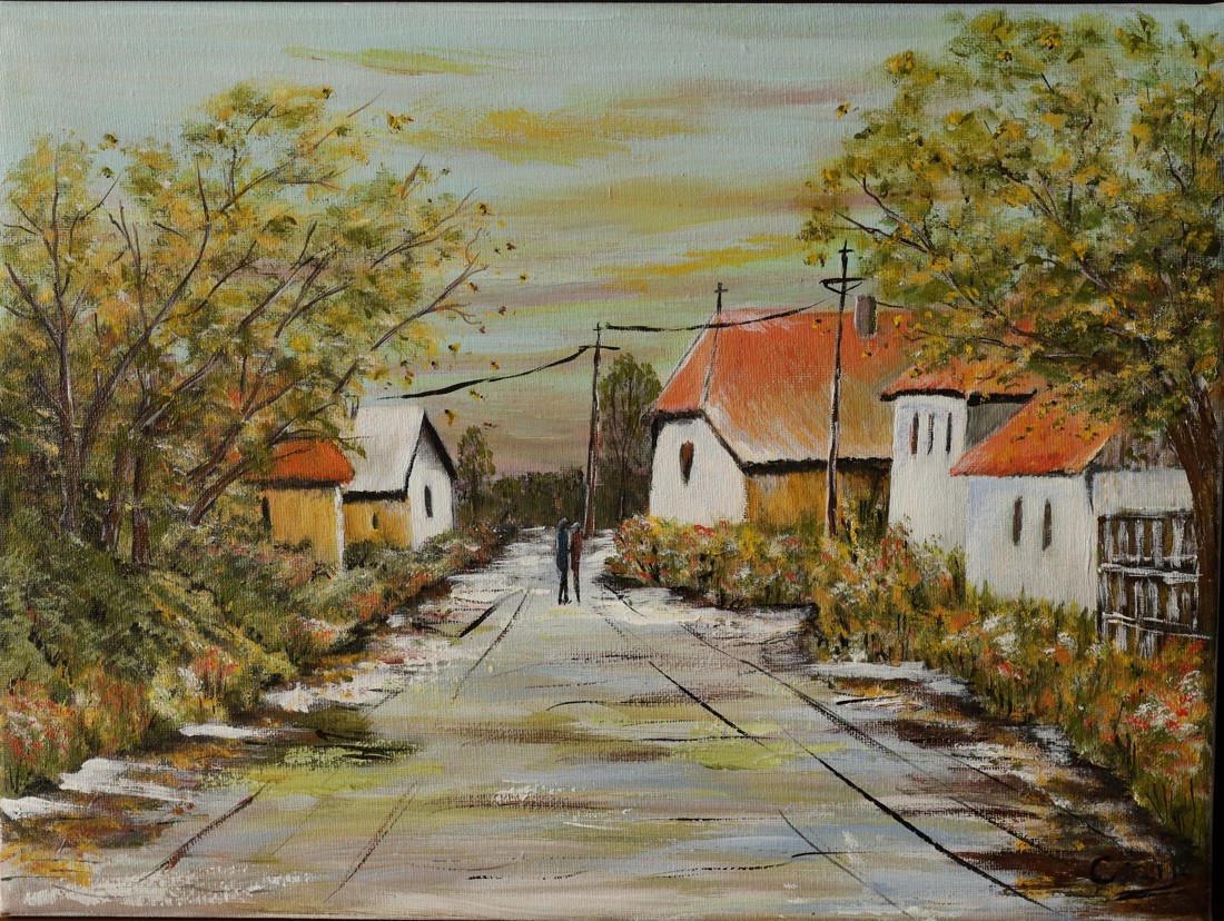 Tranquilitate rurală - Pictat manual, pictură acrilică - arte vizuale și accesorii  - picturi - pictură acrilică - Artynos.ro