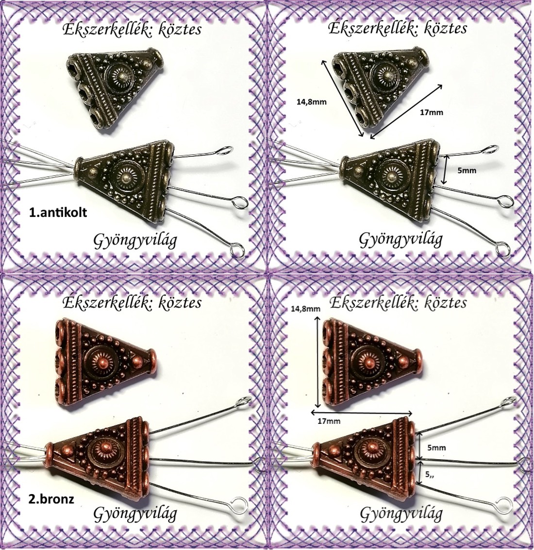 Accesorii bijuterii: intermediar / element decorativ / margele BKÖ 3S 11 2pcs/cs - - Artynos.ro Accesorii bijuterii: intermediar / element decorativ / margele BKÖ 3S 11 2pcs/cs - - Artynos.ro