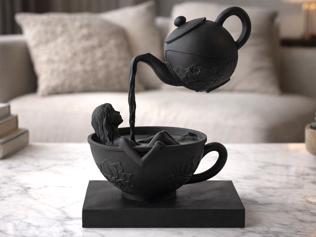 Pauză � siluetă feminină într-o ceașcă de ceai 3D -  - Artynos.ro