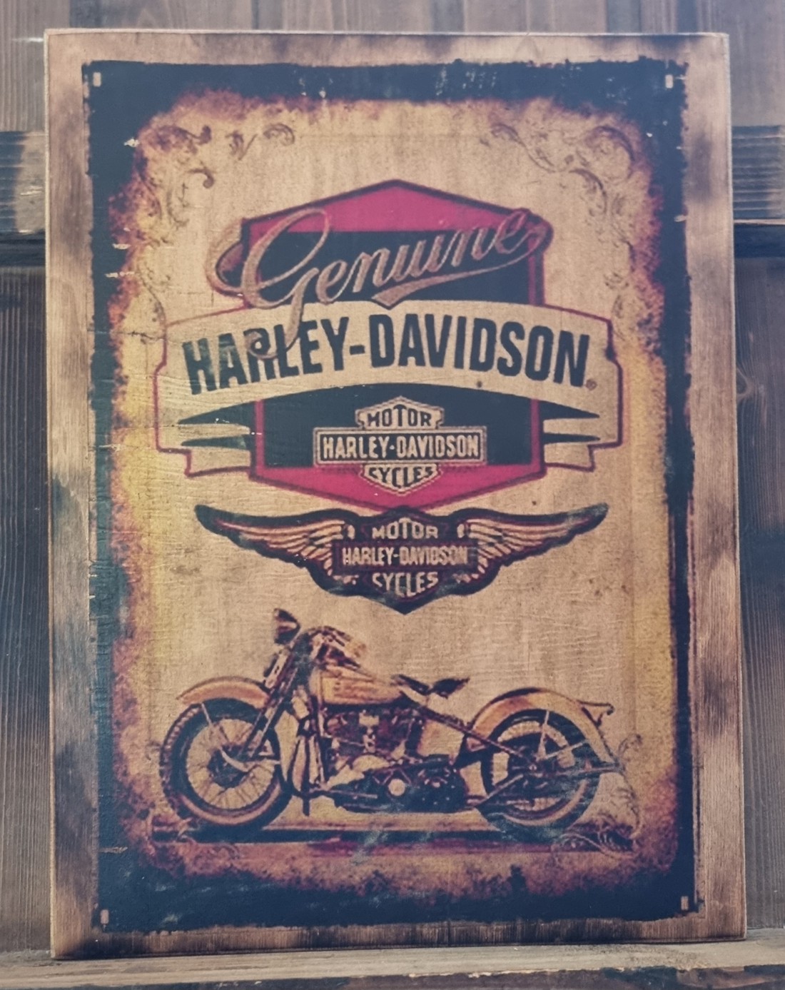Harley Davidson imagine din lemn - casă & stil de viață - accesorii pentru decorat casa - picturi murale - artă de perete din lemn - Artynos.ro