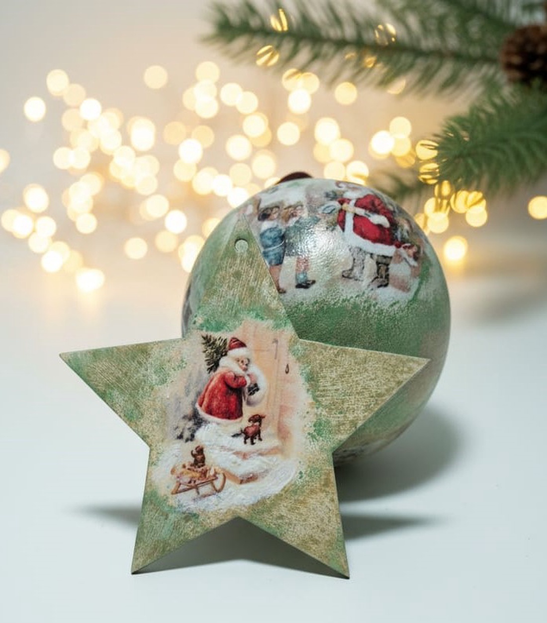 Set glob si steluta - crăciun - decorațiuni de crăciun de casă - figurine pentru pomul de crăciun - Artynos.ro