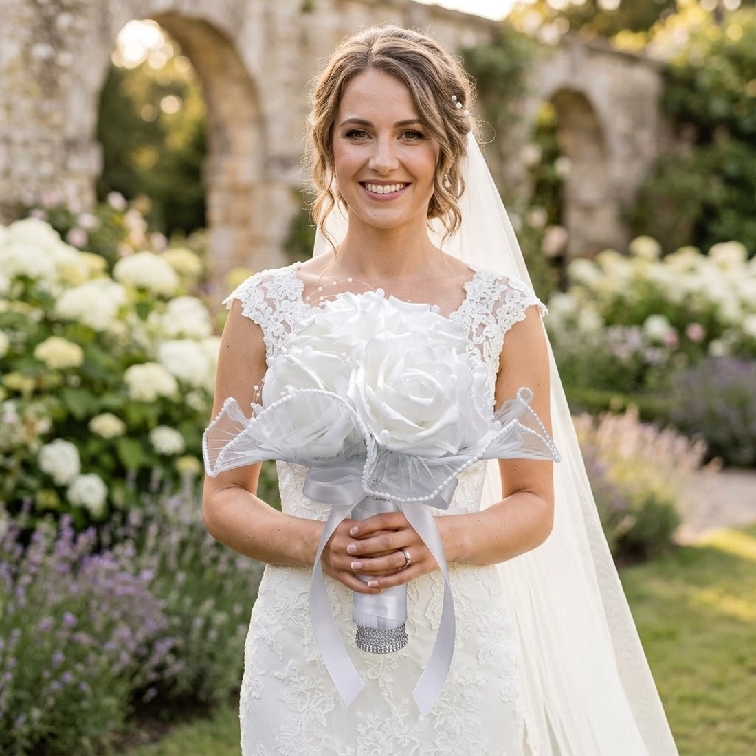 Buchet de Mireasă Artynos � Eleganță Clasică și Puritate - accesorii nuntă - accesorii de nuntă - voal mirese - Artynos.ro