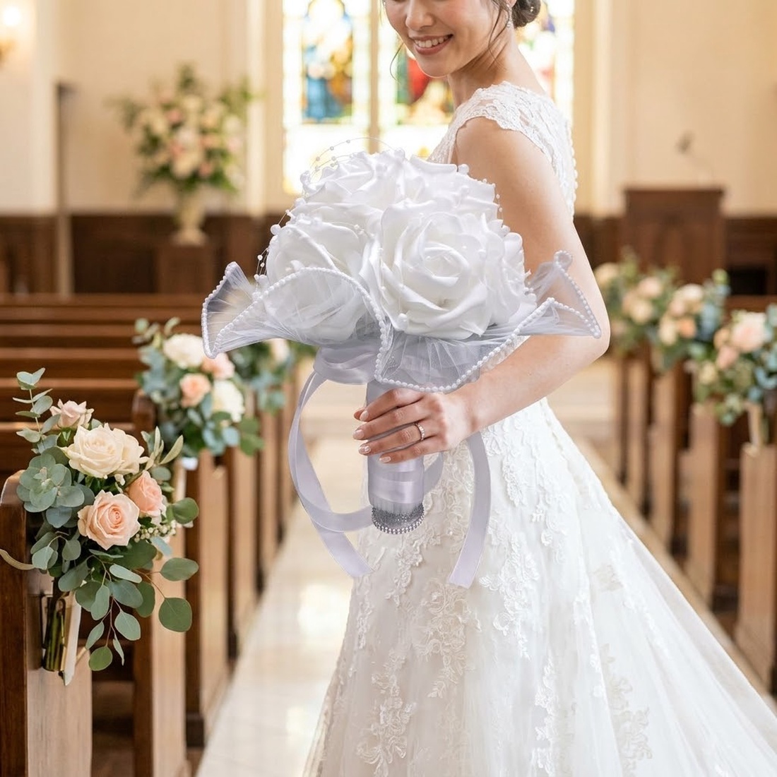 Buchet de Mireasă Artynos � Eleganță Clasică și Puritate - accesorii nuntă - accesorii de nuntă - voal mirese - Artynos.ro