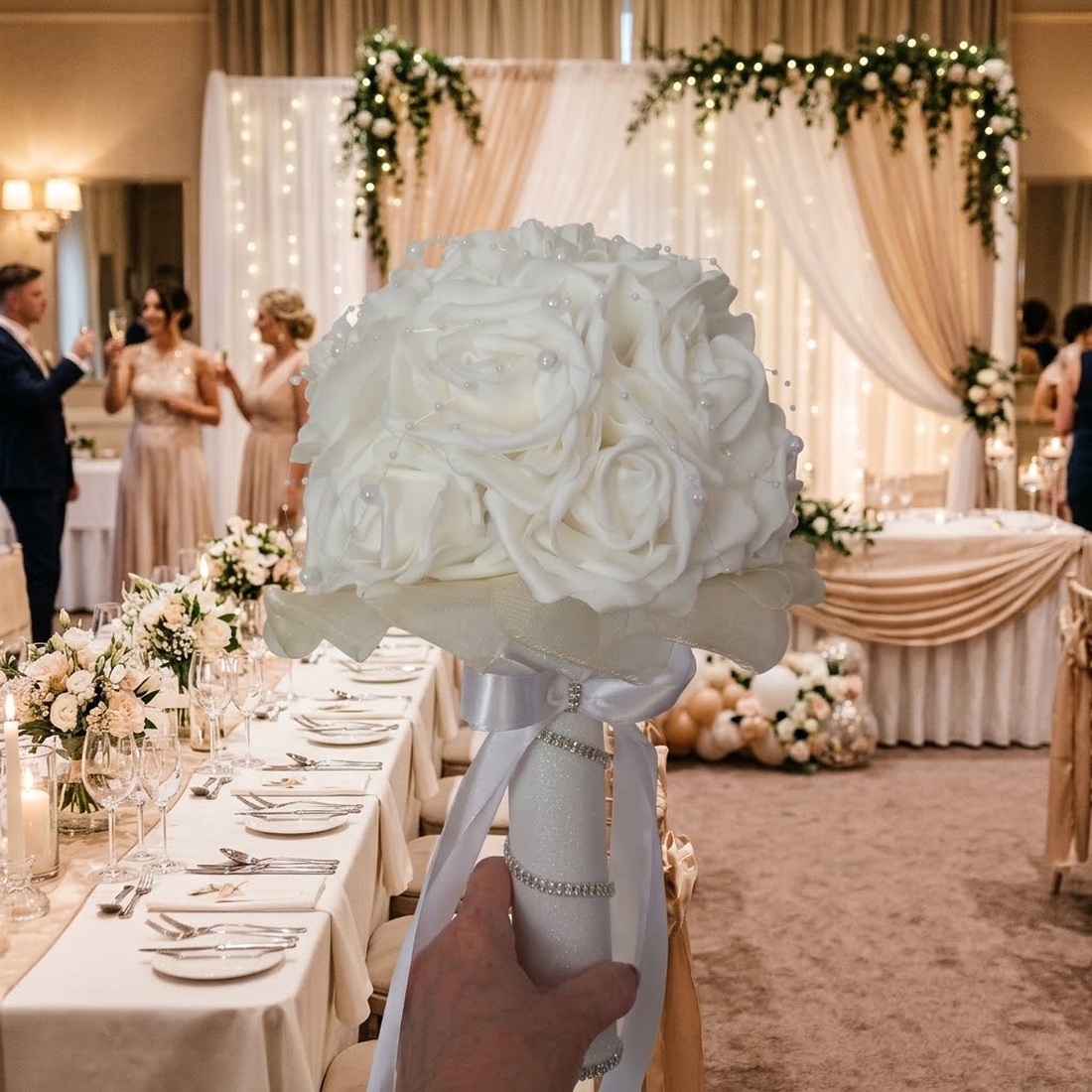 Buchet de Mireasă  � Strălucire, Puritate și Elegancă Delicată - accesorii nuntă - accesorii de nuntă - voal mirese - Artynos.ro