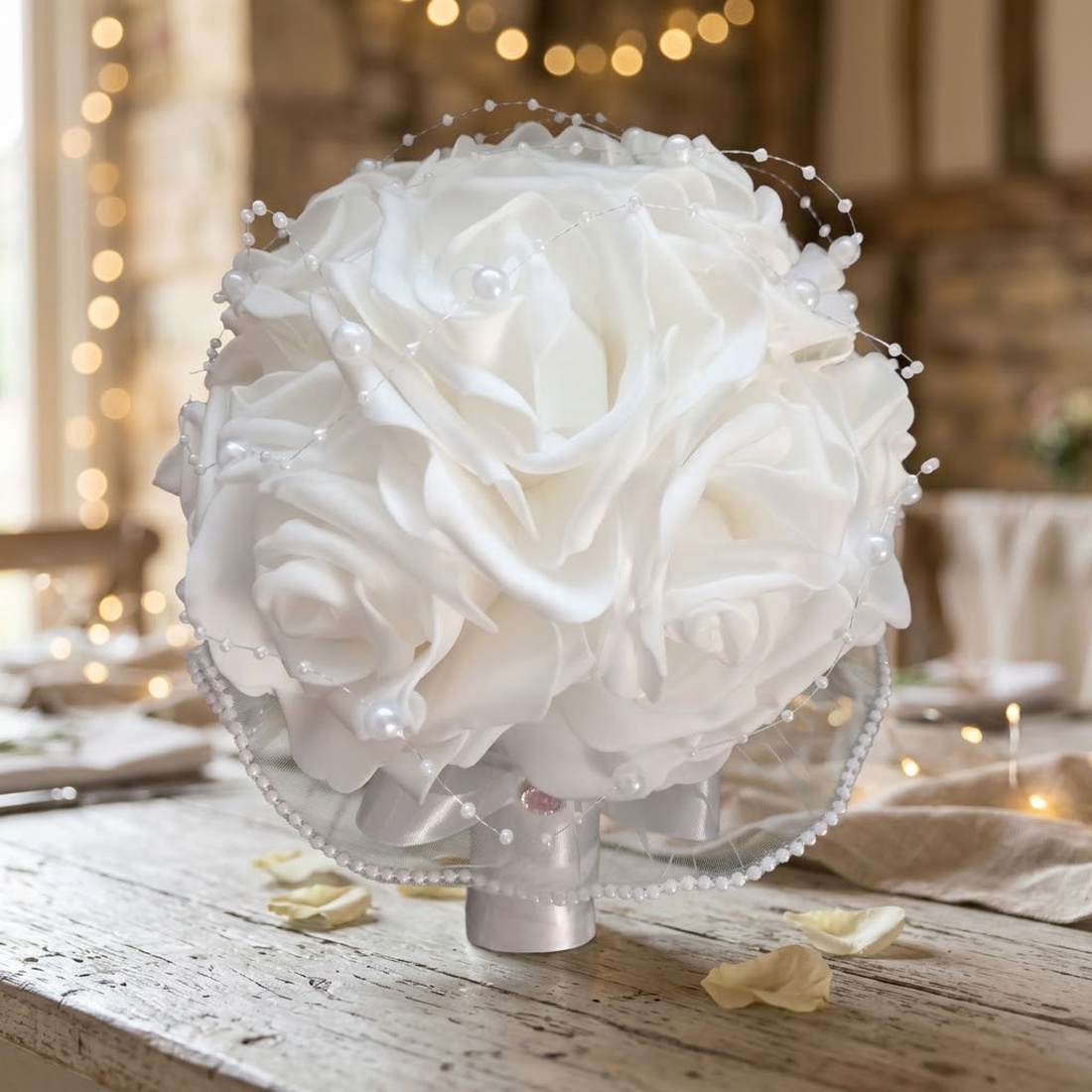 Buchet de Mireasă Pearl Elegance - accesorii nuntă - buchet mireasă  - Artynos.ro